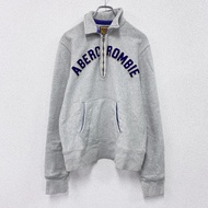 古著Abercrombie & Fitch 半拉鍊衛衣，灰色，M 碼