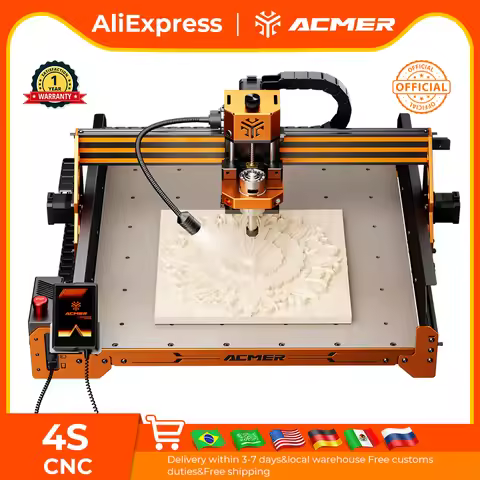 ACMER 4 S 70W CNC Router Machine 3 Axis Control LED Touchscreen Emergency-Stop Upgradable for Wood P