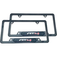 AT4 License Plate Frame Cover Holder Carbon Fiber for GMC Chevy Truck- Stainless Steel (2)