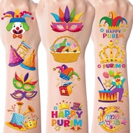 Tatu Sementara Purim yang Comel, 8 Lembaran 200+ Hiasan Parti Bertemakan Happy Purim, Pelekat Tatu T