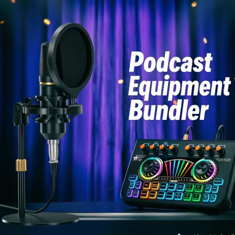 Tenlamp X3 BM800 Podcast Equipment Bundle with 3.5mm Condenser Microphone, Podcast Sound Card Audio 