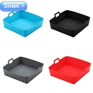 OHWK Air Fryer Liners, Silicone with Handle Baking Tray,  9" Large Size Heat-Resistant Reusable Air 