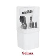 Selma Set 16 Pcs Wooden Motif Cutlery Set - Black Cutlery Set Cutlery Set Spoon Fork Cutlery Set