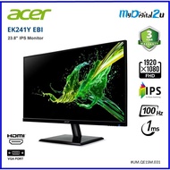 Acer 23.8" EK241Y EBI FHD Monitor  (IPS Panel, Full HD, 1ms, 100Hz) Black