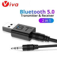 2 in 1 Wireless Bluetooth 5.0 Receiver Transmitter Car Bluetooth Receiver USB+Aux Audio Dual Output