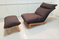 《 MUJI 無印良品 》 咖啡色 高椅背 和室 沙發 椅子 躺椅 1人座 含腳凳