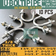 Titan Steel - 10 sets - 3/8 thick U-Bolt Pipe / U Bolt / Ubolt Pipe (Galvanised / GI-plated) for 3/4