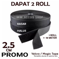 1 SET SMOOTH AND ROUGH BLACK VELCRO MAGIC TAPE 1 INCH 2.5 CM BLACK Velcro Adhesive/