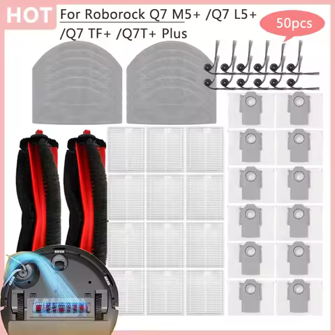 Replacement Products Parts For Roborock Q7 M5+ /Q7 L5+ /Q7 TF+ /Q7T+ Plus Main Brush Dust Bag Hepa F