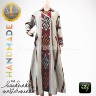 Gamis Batik Wanita Muslimah Tenun Ikat Troso Handmade Kombinasi Cantik