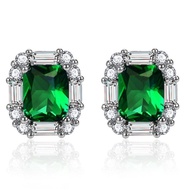 Red Diamond Emerald Stud Earrings Simple 3-Carat Earrings