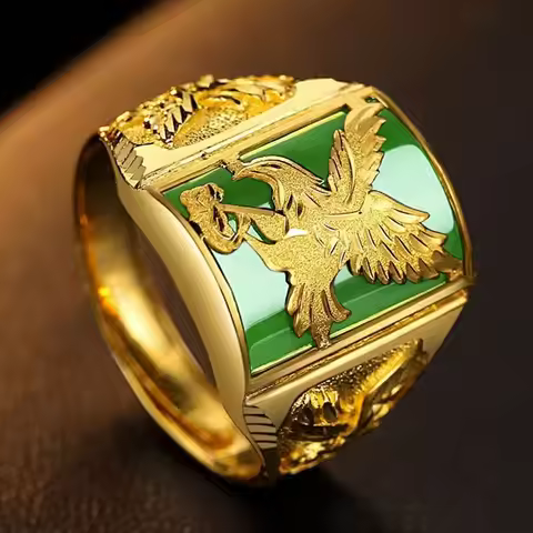 Premium gold AU999 men's rings fashionable domineering eagle ring 24 real gold large-picture ring in