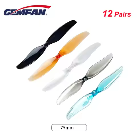 12Pairs(12CW+12CCW) Gemfan 75mm 2-Blade PC Propeller 1mm 1.5mm for DJI Tello FPV Freestyle 3inch Too