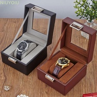NIUYOIU Watch Storage Box, Leather Wood Watch Box, Portable 1 Watch Slot Watch Collection Box Gift
