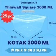 Thinwall Square 3000ML 25 pc / Thinwal Square Plastic Food Container 25pc