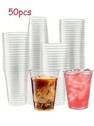 50入組塑膠杯,透明耐熱水杯適用於家庭使用、商業用紙杯、航空杯