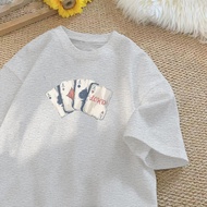 Ready Stock Next Day Arrived Playing Card Printed Short-Sleeved Short-Sleeved Top Loose Short-Sleeve