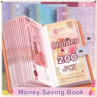 200 Envelope Money Saving Book PU Waterproof Cash Book  Holder Album Organizer Money Collection