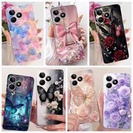For Realme C51 C51s C53 C60 / Realme Note 60 Phone Case Colorful Butterflu Flower Girly Soft Silicon
