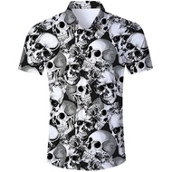 【SHUNAICHI】 Summer Hawaiian Skull Shirt For Men 3d Printed 5xl Beach Shirt Short Sleeve Button Casual Men's Skull Shirts Oversized Camisa
