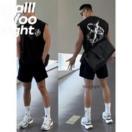 (24 Hours Delivery)Woo Right Men's Printed Sleeve Shirt Heavy-Sized Sleeveless Natural Glub Fabric