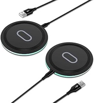 2Pack 15W Wireless Charger Fast Charging Pad for Samsung Galaxy S24 S23 S22 S21 S20 Ultra FE S10 S9,Z Fold Z Flip 5,Note 20 10,Google Pixel 8 7 6 Pro 7a 5 4 3,iPhone 15 14 13 12 11 Pro Max,AirPods Pro