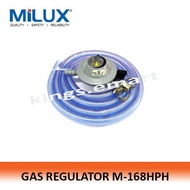 MILUX L.P.G Low Pressure Gas Regulator M-168F with 1.3m Hose & Clips SIRIM M-168 M-168HPH