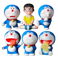 6 Buah/Set Anime Doraemon Manis Nokturnal Miniatur Mobil Mainan Boneka