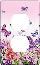 Butterfly Flower Pink Single Duplex Outlet Light Switch Plate Cover Decor Wall Plate Decorative Outl