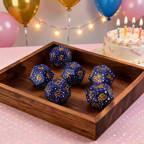 25mm Zodiac Dice Set High-Quality Resin Odorless Star Pattern RPG Gaming & Daily Decoration Zodiac-T
