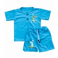 setelan anak kiano set motif hewan dan kendaraan baju laki laki perempuan usia 1-5tahun