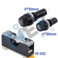 [NexGen] Fuse holder 5*20 6*30 Din Rail FS-101 Safety tube base glass tube 5*20mm 6*30MM Fuse holder