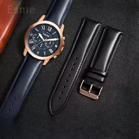 For Fossil Fs5061 Fs5237 Me3052 Genuine Cowhide Leather Durable Sweatproof Watchbands Men's Quick Re