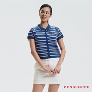 Penshoppe Striped Light Knit Polo For Women [Polo Shirt] Polo Shirt Women Knitted Polo Shirt Women