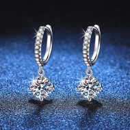 S Sterling Silver Earrings Plated p t 9 5 0 Micro-Set Classic Four-Claw Moissanite Jewelry D-Color R
