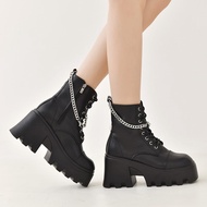 Plus Size Women2022New Motorcycle Boots Thick Bottom Low Tube Chain European And American Style Dr. Martens Boots Women