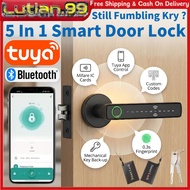 5-in-1 Tuya B7 Smart Door Lock Fingerprint Password RFID Card Kunci Pintu Pintar Digital App Control