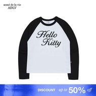 [ADLV X Hello Kitty] Lettering Raglan Long Sleeve T-Shirt White - Women's Semi-Tight Fit T-Shirt acm
