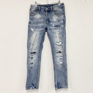 DSQUARED2 牛仔褲/牛仔褲，拉鍊門襟，靛藍色，古著。