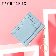 New Solid Color Thin Multi-Card-Slot Card Holder Mini Keychain Small Wallet Fashion Zipper Women's C