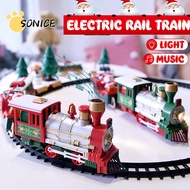 Sonice Toys Christmas Train Set Toys Railway Tracks Model with Lights and Sounds Christmas Gift Deco