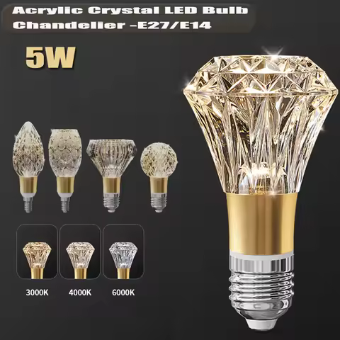 Modern Acrylic Diamond-Cut E27 E14 LED Bulb Chandelier Warm White Light cold 4000k Plug-in Hanging L