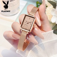 PLAYBOY Jam Tangan Perempuan Original 100% Women Watch Wanita Gift Quartz Kalis Air Square Dial 3100