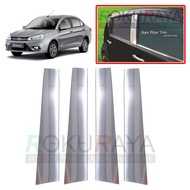 Proton Saga VVT Third Generation (2016) Door Pillar Trim Panel Chrome Stainless Steel (4 Pieces)