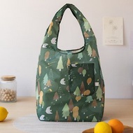 【森林走走-墨綠-優雅寬底購物袋】環保提袋 / 可摺疊收納