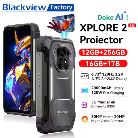 Blackview XPLORE 2 Projector Rugged Smartphon 5G 6.73” AMOLED Display MediaTek Dimensity 8300 Call P