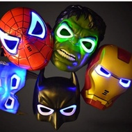 Spiderman Light Up Mask Superhero Cosplay LED Mask Darth Vader Hulk Iron Man Mask Halloween Kids Masquerade Props Party Supplies