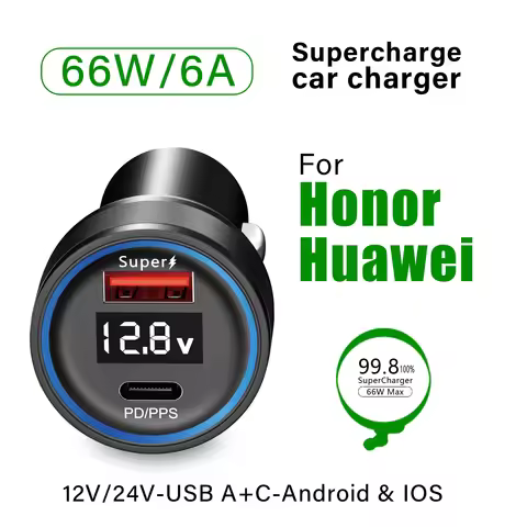 66W Supercharge car charger for Honor Magic V 5 3 7 400 200 90 70 50 X9d cigarette lighter charger f