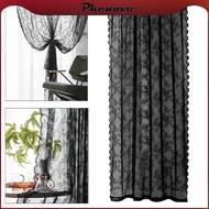 [Phenovo] Black Lace Floral Net Curtains Window Curtain Panel Fashion Window Treatment Window Panels