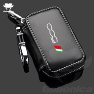 Leather Car Key Case Wallets Remote Control Buckle Key Case Holders Zipper Keychain For Fiat 500 500